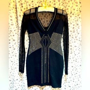 Bebe Dress Black, Studded Sz XS